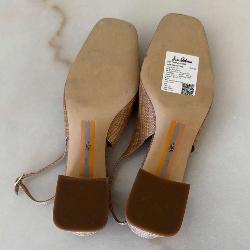 Sam Edelman Tan Woven Slingback Block Heels - Picture 6 of 6